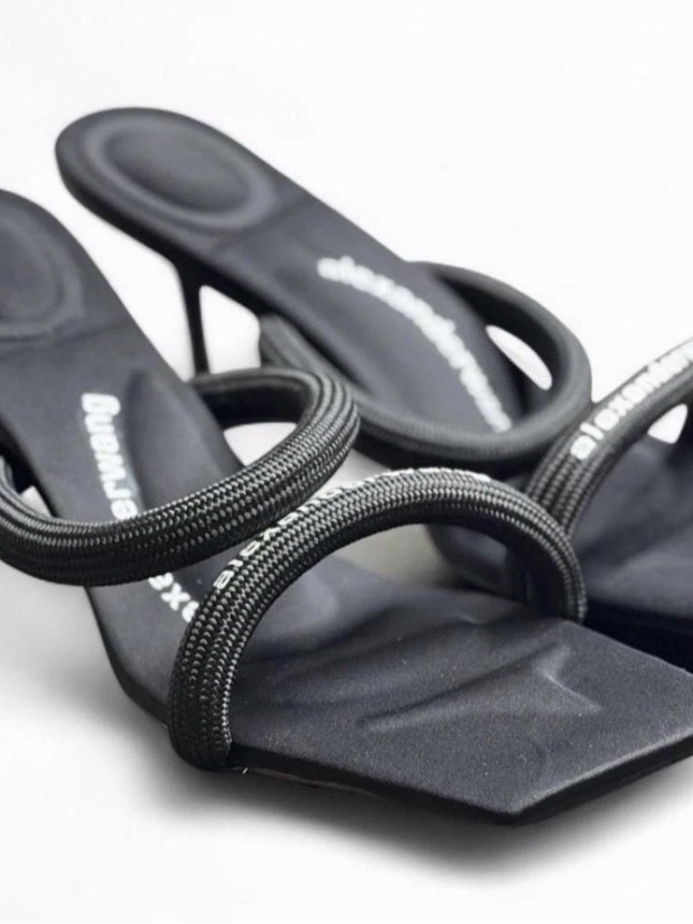 Alexander Wang Black Strappy Square-Toe Heels - Picture 2 of 4